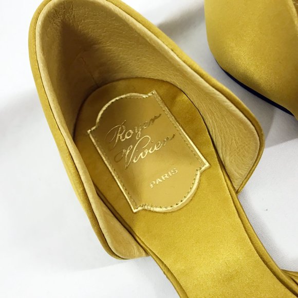 Roger Vivier style D'Orsay ballet flats Yellow Gold Crystal Strasse Buckle - Picture 4 of 8
